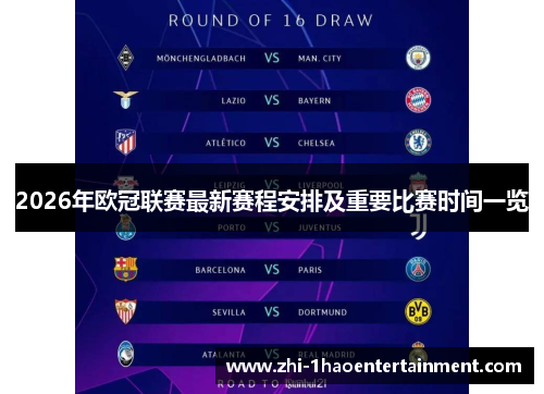 2026年欧冠联赛最新赛程安排及重要比赛时间一览